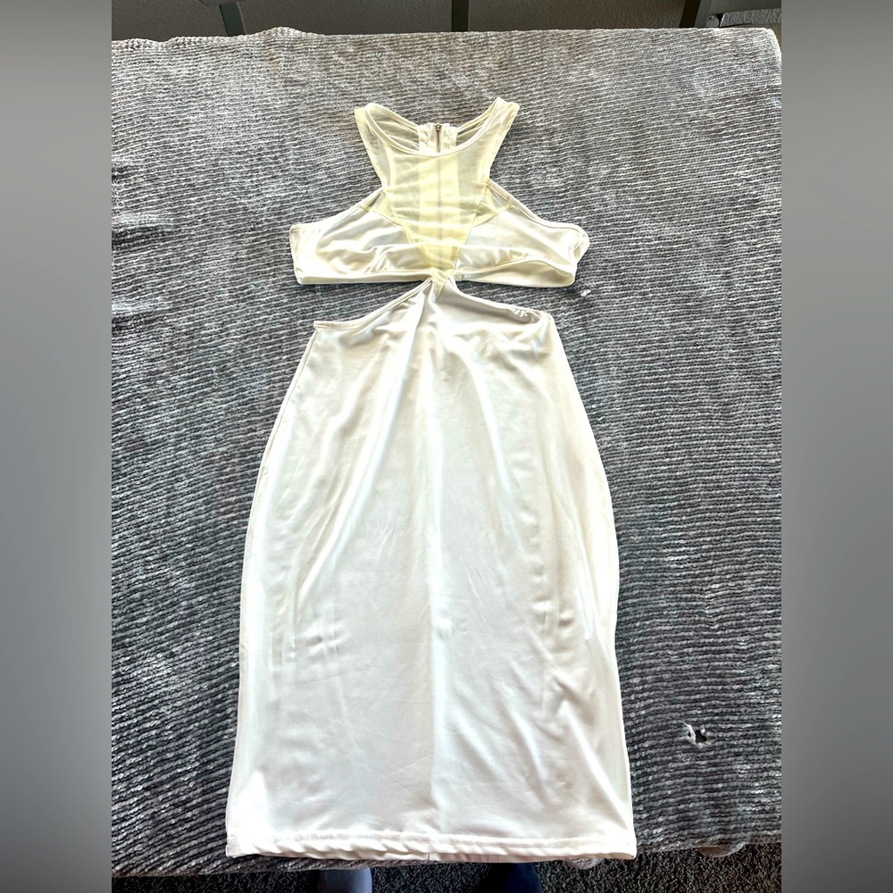 White Bodycon Dress with open sides and back